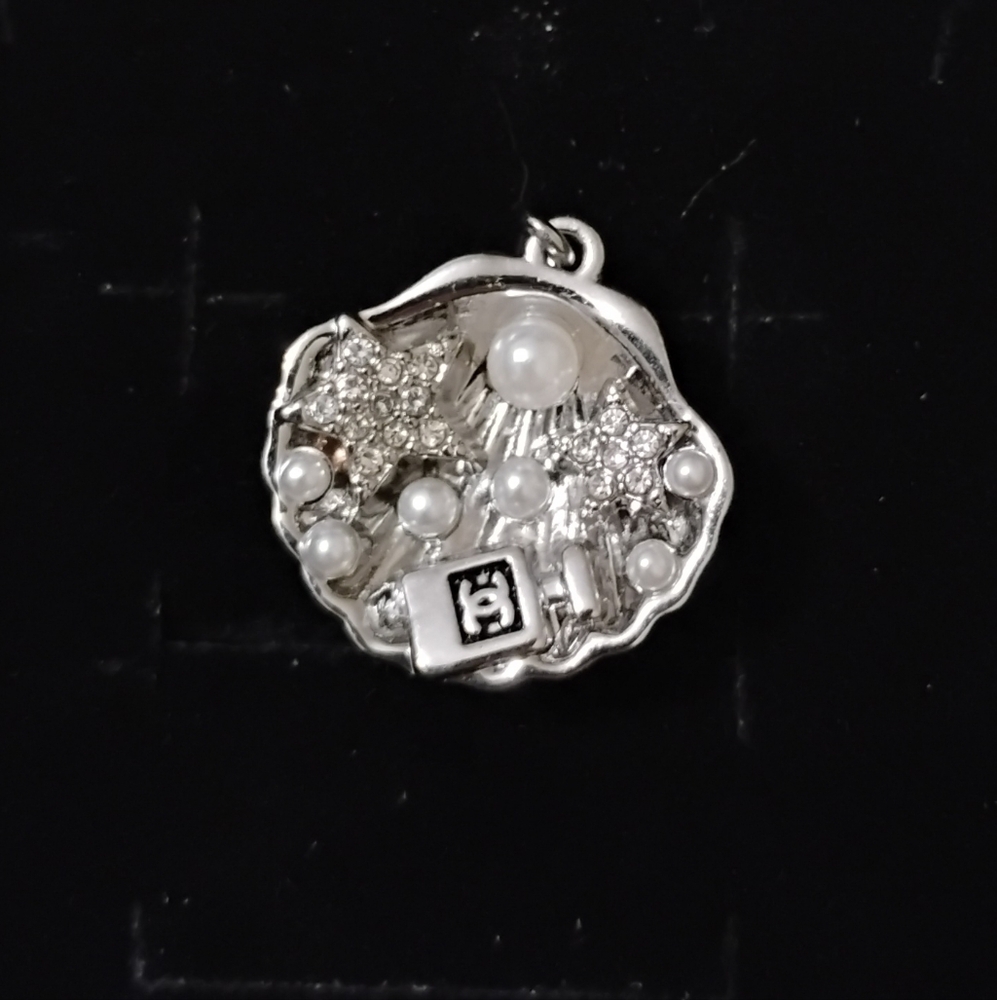 Elegant Upcycled Small Silver and Pearl Charm